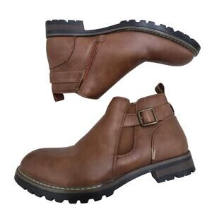 Men's brown ankle boots Jazame Moto Riding Ankle Bootie Chelsea Dress size 8